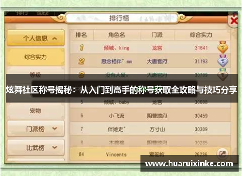 炫舞社区称号揭秘：从入门到高手的称号获取全攻略与技巧分享